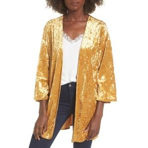 Mimi Chica|Crushed Velvet Open Cardigan